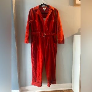 Unique vintage NWT rust belted jumpsuit with zipper closure